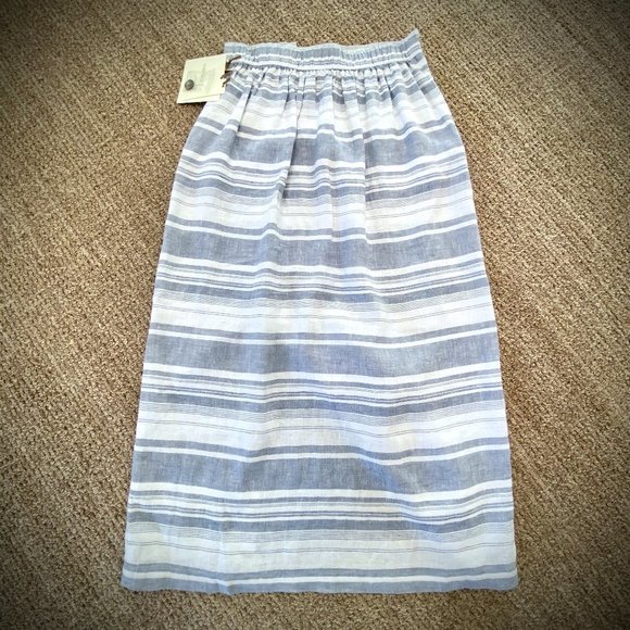 Cynthia Rowley NWT Striped Linen Midi Skirt - Picture 7 of 9